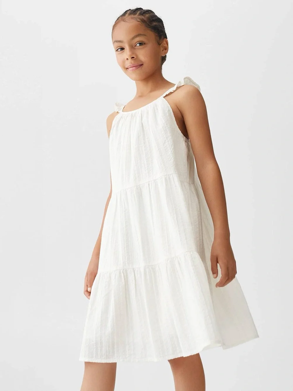 MNG ~ Mango Kids Flutter Detail Sleeve Pure Cotton A-Line Dress / Size 10 / NEW